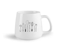 Frutta in ceramica Tazza regalo originale Set di posate retrò da cucina con coltello e forchetta （14oz/400ml） Cappuccino, latte macchiato, tè, espresso