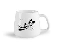 Frutta in ceramica Tazza regalo originale Surf estivo, onde, palme, spiaggia, stile isola del surf （14oz/400ml） Cappuccino, latte macchiato, tè, espresso