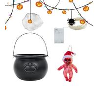 Fruusv Black Witch Cauldron Ollas, Halloween Scary Atmosphere Decoration