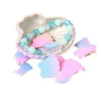 Fruusv Braceletas de cuentas para niños, joyas de de concha ajustable, comodidad de muñeca suave, cuentas temáticas de agua, paquete de 5 colores, excelente para días escolares, aventuras al aire lib