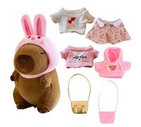 Fruusv Capybara Plush Toy, Soft Huggable Doll, 9 Inch Dressed-Up Cartoon Stuffed Animal, Adorable Cuddly Companion for Kids, Decorative Offering for Girls (23cm)