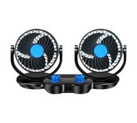 Fruusv Car Fan, Double Head Electric Fan, Auto Cooling Device, Rotación de 360 grados, 3 velocidades de viento, bajo ruido, tamaño compacto 12 V, ideal para backseat Passenger Comfort, 32 x 18 x 13 cm
