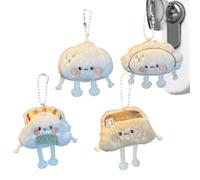 Fruusv Cartoon Plush Bag Pendant, Stuffed Doll Plush Toy Keychain, Cute Keychain Doll Cartoon Key Chains, Key Holder Bag Pendant Set of 4 for Boys and Girls, Lovely Cartoon Plush Bag Pendant