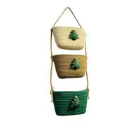 Fruusv Cesta colgante para colgar sobre la puerta, cestas de almacenamiento de 3 capas montadas en la pared para ahorrar espacio, organización elegante con diseño de algodón tejido, organizador