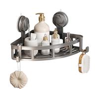 Fruusv Corner Shower, Suction Cup Organizer Shelf, No Drilling Bathroom Storage, Drainer Holder for Shampoo and Shower Gel, Easy Installation, 11.02x8.07x4.92 Inches