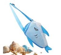 Fruusv de concha con diseño de tiburón, red de almacenamiento para niños, bolsas de playa plegables de tamaño mediano con construcción de malla resistente, de concha con diseño compacto, función