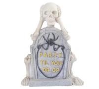 Fruusv Estatua de esqueleto - Decoraciones de Halloween, adorno gótico de piedra tombstone