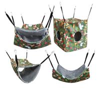 Fruusv Hamster Hammock, 4 Pieces Breathable Ferret Tunnel Hammock, Pet Cage Accessories, Anti-Slip Small Animal Sleeping Bed for Hamsters, Squirrels, Chinchillas, Pink & Green