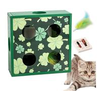 Fruusv Interactive Cheese Maze Cat Toy, Rotating Feather Cat Toy, Cat Puzzle Toy with Feather, Smart Cat Feather Maze, Interactive Cat Cheese Box Toy, Feather Toy with Intelligent Sensing