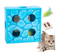 Fruusv Interactive Cheese Maze Cat Toy, Rotating Feather Cat Toy, Cat Puzzle Toy with Feather, Smart Cat Feather Maze, Interactive Cat Cheese Box Toy, Feather Toy with Intelligent Sensing