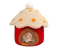 Fruusv Mushroom Shaped Cat Bed | Cozy Kitten Condo and Pet Sleeping Nest | Removable Washable Cushion Cat House, Pet Bed Cave For Cats, Comfortable Pet Cave For Cats and Puppies