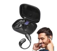 Fruusv Open ear Earbuds, Wireless Sports Headphones Over Ears, Noise Cancelling Earphone with Secure Fit, Long Battery Life, Sudadera resistente, ideal para motocicleta, gimnasio, viajes, 15 cm