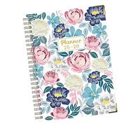 Fruusv Ringed Notebook, A5 Coil Journal, Thick Floral Cover Diary with English Layout, July 2025-june 2026 Planner for College Note Taking, Bullet Journaling, Work Sketching, 217 x 158 x 15 mm