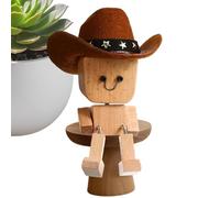 Fruusv Spring-Loaded Cowboy Figurine, Shaking Wooden Man Toy, Wobbly Dashboard Decoration with Reliable Grip, Sl ccessory with Contemporary Style, Fashion Ornament with Radiant Appeal 3x2.4in