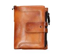 Fruusv Vintage Leather Wallet, Leather Wallet with Chain, Anti-Theft Wallet for Men, Male Credit Card Wallet, Leather Wallet with Zipper, Secure Leather Wallet with Anti-Theft Chain for Men