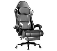 Fruyyzl Sillas Gaming con Reposapies, Silla Gamer Adulto con Respaldo Lumbar, Silla Escritorio Gaming Ajustable en Altura, Silla Ordenador en Piel Sintética (Gama Media, Blanco)