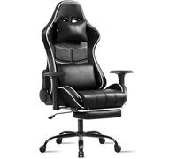 Fruyyzl Sillas Gaming con Reposapies, Silla Gamer Adulto con Respaldo Lumbar, Silla Escritorio Gaming Ajustable en Altura, Silla Ordenador en Piel Sintética (Gama Alta, Negro)