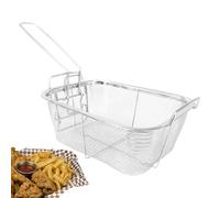 Fry Baskets With Handle - Deep Fryer Basket For Straining French Fries Stainless Steel Deep Fry Basket For Frying Serving Food, Rectangle Air Fryer Baskets Accessories Chips Onion Rings Chicken Wing