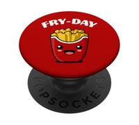 Fry Day Funny French Fries Viernes Amante de la comida rápida PopSockets PopGrip Adhesivo