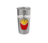 Fry Day Funny French Fries Viernes Amante de la comida rápida Vaso térmico de acero inoxidable de doble pared