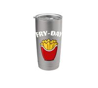 Fry Day Funny French Fries Viernes Amante de la comida rápida Vaso térmico de acero inoxidable de doble pared