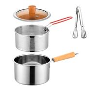 Fryer Pot - Ensangría de aceite para alimentos | Fryer con cesta, utensilios de cocina de acero inoxidable, mango resistente al calor, ideal para mariscos, patatas fritas,