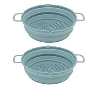 Fryer Silicone Liners 2 - Pack | Food Grade Non - Stick Foldable Pot Basket for Fryer/Oven/Microwave | Splash Guard & Oil Drip Nozzle | Easy Maintain Reusable