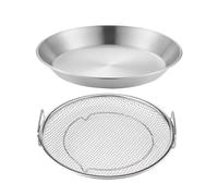 Frying Oil Rack, Food Drain Tray, Stainless Colander Net, Interactive Quick Grease Separation System, Removeable Base Platter, Ideal para cocina frita snacks Tempura Cooking Use 8,66 x 8,66 pulgadas