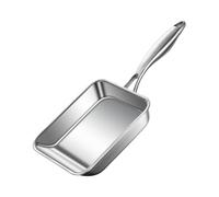 Frying Pan - 3 Ply Stainless Steel, Square Nonstick Skillet, Sturdy Even Heating Scratch Resistant, ideal for Frying Sautéing Eggs, Premium Kitchen Cookware, Home Cooking Small Deep Pan 19 x 16 x 4 cm