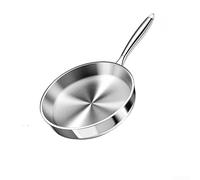 Frying Pan Built from 316L Stainless Steel Uncoated Flat Skillet Design with Glass Lid And Heat Resistant Handle For All Stove Types(22cm)