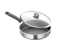 Frying Pan - Stainless Steel Honeycomb Woks, 26cm Nonstick Deep Stir Fry Pan | Honeycomb Cookware with Lid for Induction Gas Electric Stove Home Kitchen Restaurant Camping Cooking