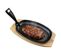 Frying Pan with Handle Oval Nonstick - Safe Cooking Griddle Iron Skillet | Iron Skillet Steak Pan for Home Restaurant Kitchen Indoor | BBQ Camping Party Oven Fish Bacon Meat Frying Pan with Handle