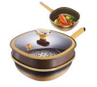 Frying Pans Nonstick | Titanium-Coated Deep Skillet with Lid | Large Cookware, Cooking Utensils, Nonsticks, Heat-Resistant Handle | Kitchen Stove, Electric, Induction, Eggs, Omelette, Grill, B