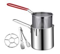 Frying Pot - Stainless Steel Space-Saving | Deep Fry Pot For Snacks | Chicken Wings French Fries Desserts Home Kitchen Restaurant RV Catering Truck With Lid Frying Rack Clips Non Slip Oven Mat Steamin