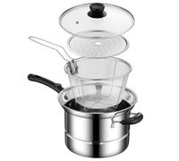 Frying Pot With Basket | Metal Kitchen Soup Pot With Strainer Basket | Multi-Purpose Kitchen Accessories For Noodles Dumplings, Pasta