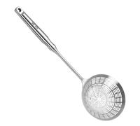 Frying Spoon - Strainer, Stainless Steel Slotted Utensil with Heat Resistant Handle & Fine Mesh Basket for Dumplings Boiling, Vegetable Blanching, Food Prep Tasks and Home Restaurant Service