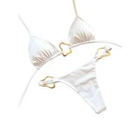 Fryloo bañador Bikini Sexy con Correa Ajustable para Mujer - Traje De Baño Dos Piezas Dividido Cordones Color Sólido Playa, Piscina, Vacaciones Verano-el Estornudó-m
