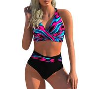 Fryloo bañador Conjunto De Bikini Push Up Cintura Alta para Mujer - 2026 Nuevo Traje Baño Sexy Playa, Piscina Y Vacaciones Verano Mujeres-Multicolores-l