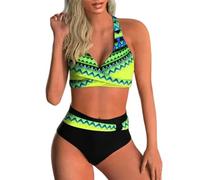 Fryloo bañador Conjunto De Bikini Push Up Cintura Alta para Mujer - 2026 Nuevo Traje Baño Sexy Playa, Piscina Y Vacaciones Verano Mujeres-Amarillo-s