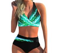 Fryloo bañador Conjunto De Bikini Push Up Cintura Alta para Mujer - 2026 Nuevo Traje Baño Sexy Playa, Piscina Y Vacaciones Verano Mujeres-Verde-m