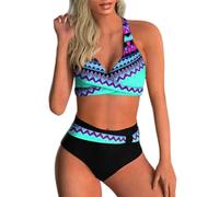 Fryloo bañador Conjunto De Bikini Push Up Cintura Alta para Mujer - 2026 Nuevo Traje Baño Sexy Playa, Piscina Y Vacaciones Verano Mujeres-Azul-XL