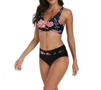 Fryloo bañador Conjunto De Bikini Push Up Cintura Alta para Mujer - 2026 Nuevo Traje Baño Sexy Playa, Piscina Y Vacaciones Verano Mujeres-Flor Roja-s