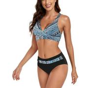 Fryloo bañador Conjunto De Bikini Push Up Cintura Alta para Mujer - 2026 Nuevo Traje Baño Sexy Playa, Piscina Y Vacaciones Verano Mujeres-Estilo Étnico-XL