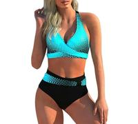 Fryloo bañador Conjunto De Bikini Push Up Cintura Alta para Mujer - 2026 Nuevo Traje Baño Sexy Playa, Piscina Y Vacaciones Verano Mujeres-Punto Azul-l