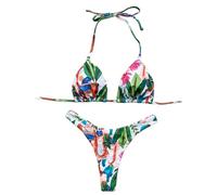 Fryloo bañador Micro Push Up Bikini para Mujeres Tanga Brasileña con Perlas Traje De Baño Dos Piezas Sexy Verano Playa Piscina Fiesta-rt1231-l