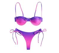 Fryloo bañador Mujeres Patchwork Bikini Set Underwire Push Up Color Block Traje De Baño Correas Ajustables para Las Vacaciones En La Playa
