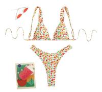 Fryloo bañador Sexy Women Bikini Swimsuit Micro Thong Brazilian Two Piece Swimwear Beach Pool Holiday Bathing Suit Summer-greenorange-l