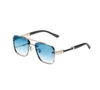 Fryloo Gafas de Sol Square Sunglasses For Men - Uv400 Polarized Designer Shades, Metal Frame, Outdoor Driving, Travel & Stylish Eyewear-Gold Blue