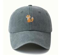 Fryloo Sombrero de Pescador Gorra Béisbol Patrón Zorro Hombres Mujeres Lindo Impreso Casual Diario Moda Ciudad Al Aire Libre Unisex-Gris