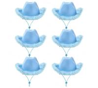 Fryloo Sombrero de Pescador Gorra Sombreros Vaquero A Granel, Paquete 6 48 Unidades, ala Ancha, Plumas, Vaquera Occidental, Fiesta, Boda, Disfraz, Hombres Y Mujeres-Azul Un-24 Juegos
